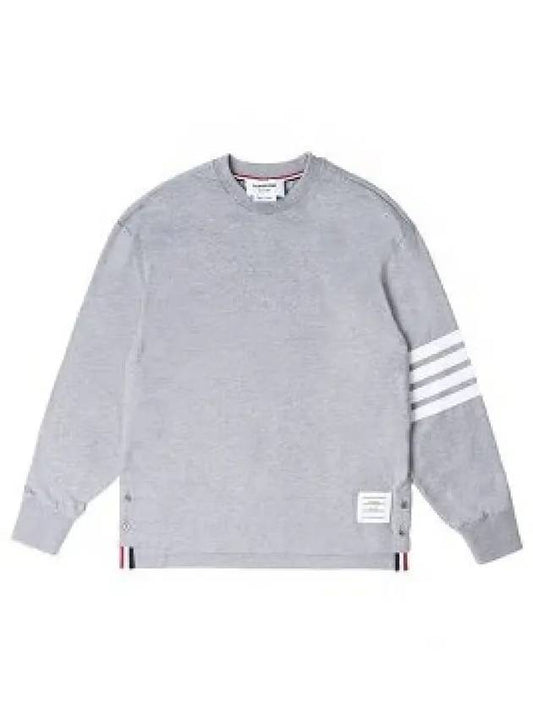 Engineered 4 Bar Medium Weight Jersey Oversized Long Sleeved T-Shirt Light Grey - THOM BROWNE - BALAAN 2