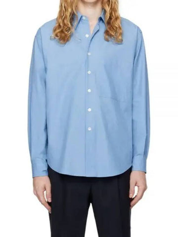 WASHED FINX TWILL SHIRT BLUE A24AS01TN Fins - AURALEE - BALAAN 1