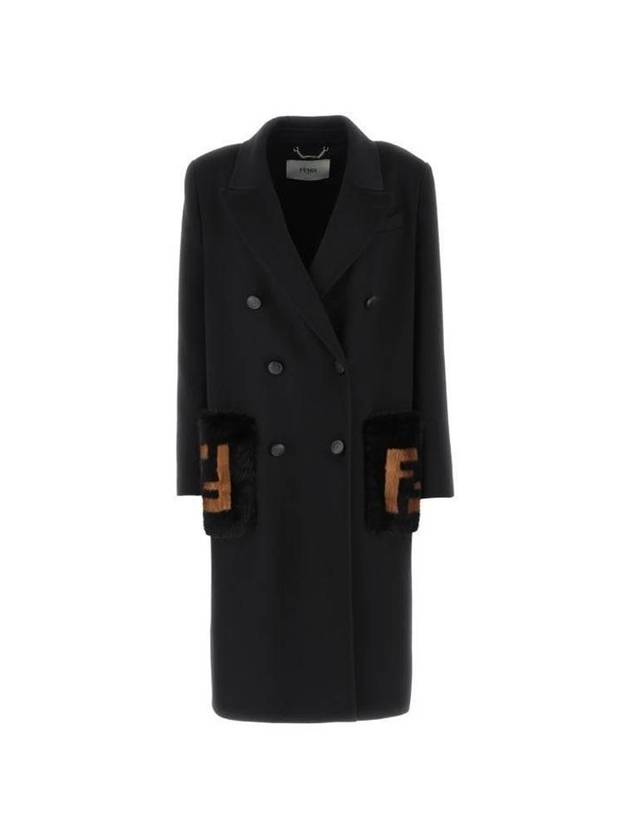 women wool double coat black - FENDI - BALAAN 1