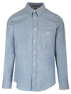 Rouge Light Chambray Cotton Long Sleeve Shirt Blue - CELINE - BALAAN 1