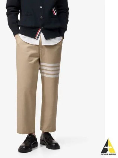 4 Bar Stripe Cotton Straight Pants Beige - THOM BROWNE - BALAAN 2