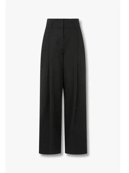 Women s One Tuck Wide Cotton Pants Black - ARMANI EXCHANGE - BALAAN 1