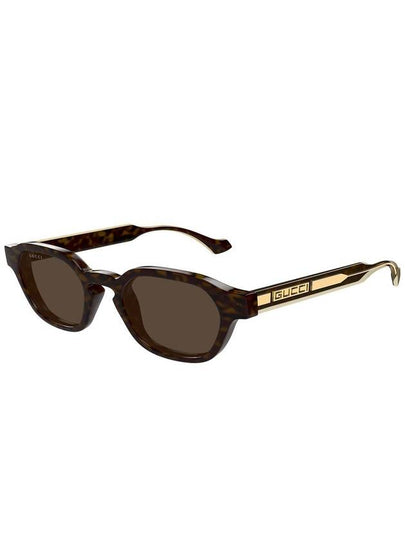 Lettering Round Frame Sunglasses Havana - GUCCI - BALAAN 2