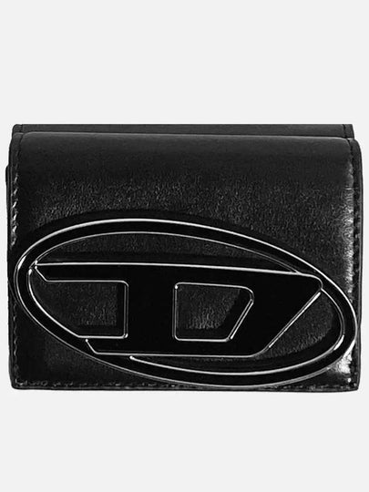 1DR Tri Fold Leather Wallet Black - DIESEL - BALAAN 2