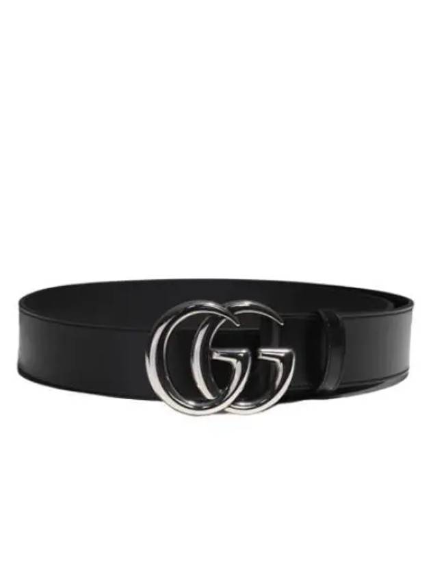 GG Marmont Wide Leather Belt Black - GUCCI - BALAAN 2