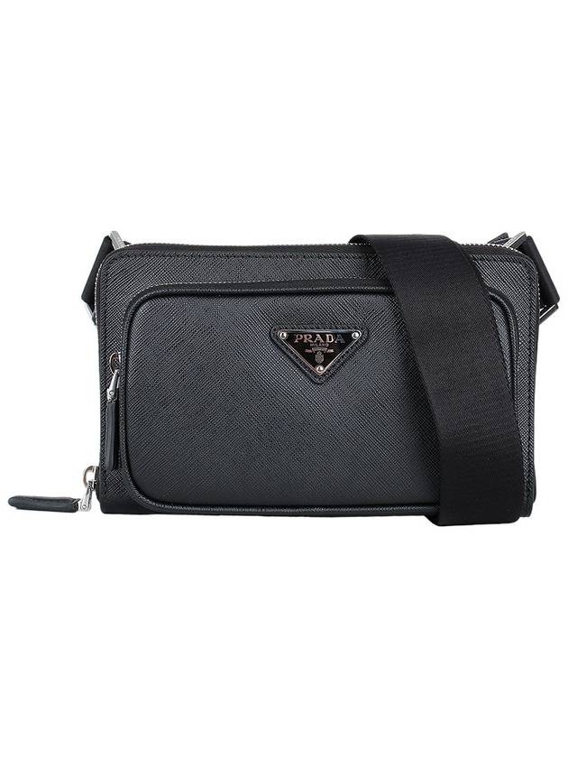 Triangular logo cross bag black - PRADA - BALAAN 3