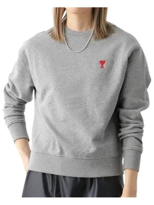 Small Heart Logo Sweatshirt Grey - AMI - BALAAN 6