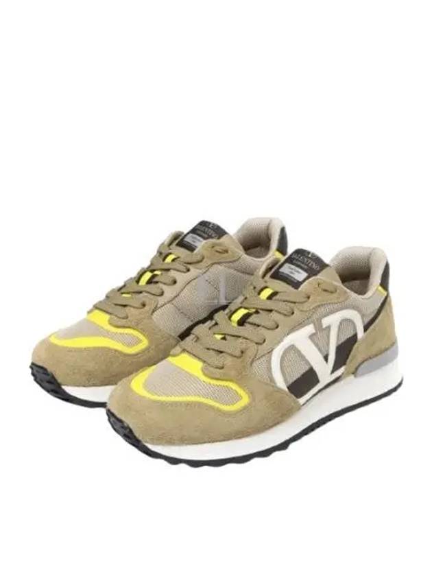 V Logo Low Top Sneakers Yellow - VALENTINO - BALAAN 2