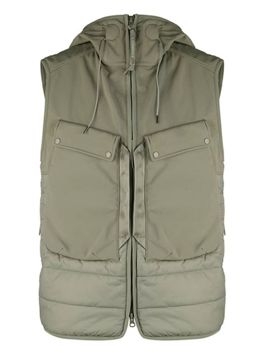 Shell R Mix Goggle Hooded Padded Vest Sage - CP COMPANY - BALAAN 2