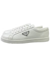 Brushed Leather Low-Top Sneakers White - PRADA - BALAAN 3