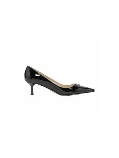 Women' Triangle Logo Patent Leather Pumps Black - PRADA - BALAAN 2