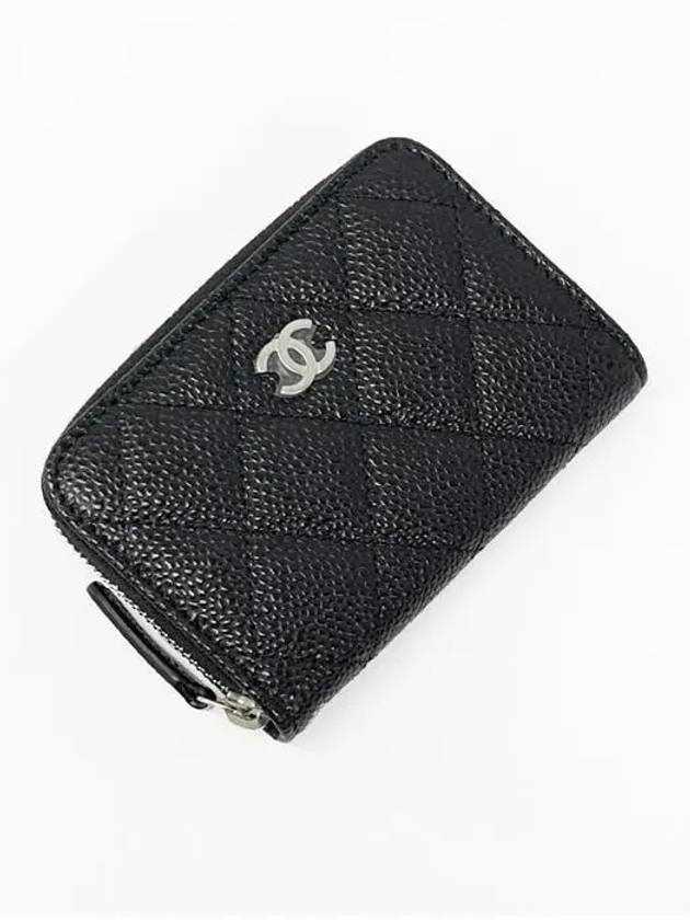 AP0216 Caviar Classic Zipper Card Wallet Black Silver - CHANEL - BALAAN 3