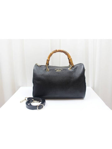 Bamboo Black Leather 2WAY Boston Bag 353124 - GUCCI - BALAAN 1