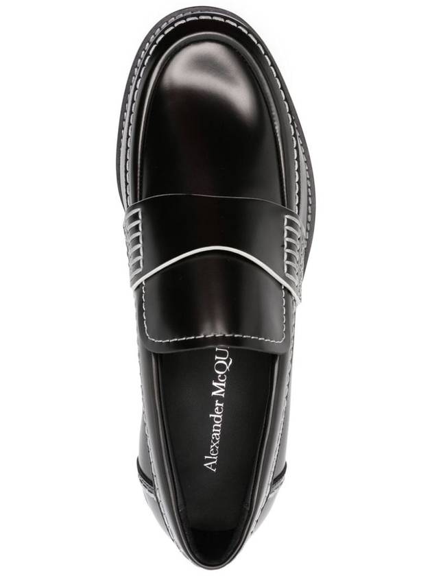 Stitch Detail Leather Loafers Black - ALEXANDER MCQUEEN - BALAAN 3