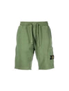 Brushed Cotton Fleece Bermuda Cargo Shorts Olive - STONE ISLAND - BALAAN 2