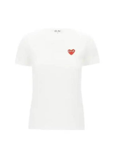 Women s Red Heart Waffen Short Sleeve T Shirt P1T107 - COMME DES GARCONS - BALAAN 1