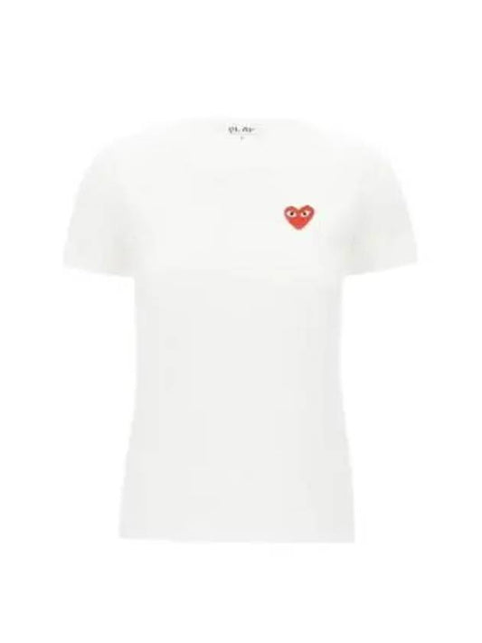 Women s Red Heart Waffen Short Sleeve T Shirt P1T107 - COMME DES GARCONS - BALAAN 1