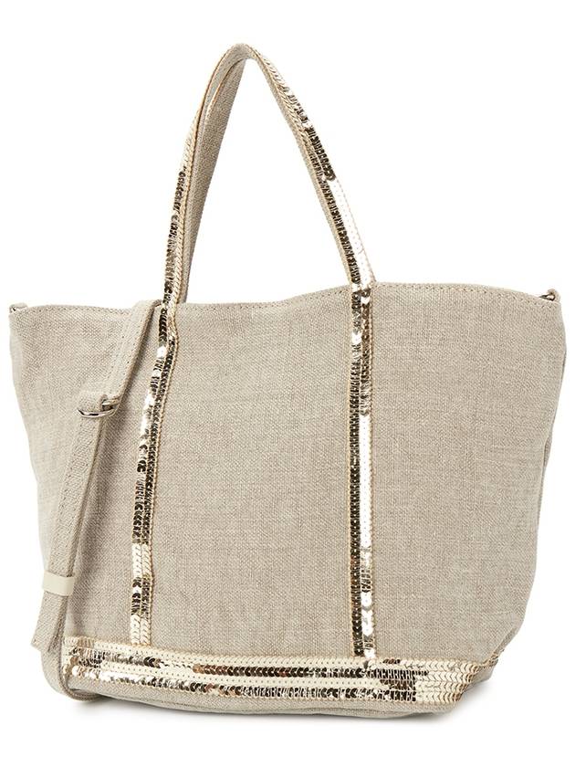 Women's Cabas Small Linen Tote Bag Sable - VANESSA BRUNO - BALAAN 3