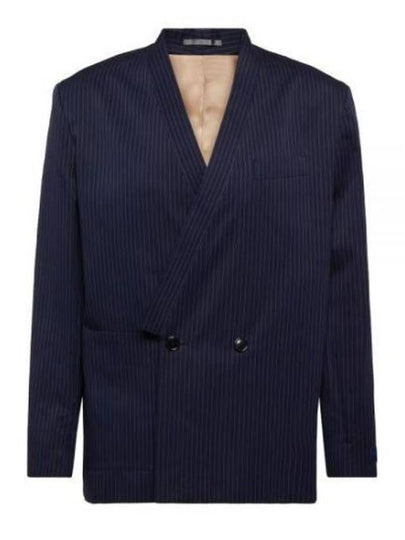 Striped Tailored Kimono Cotton Jacket Navy - KENZO - BALAAN 2