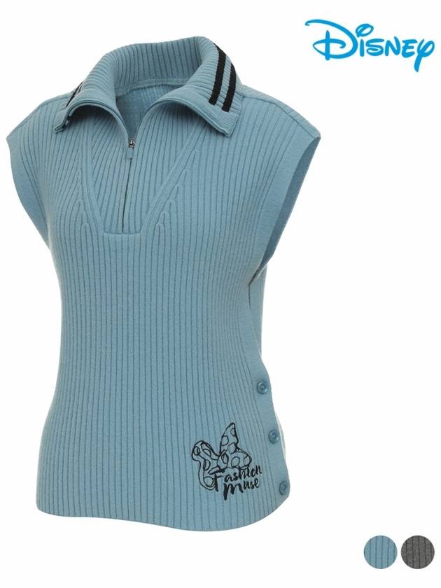 Women s over shoulder half zip ribbed knit vest DN3LKV004 - DISNEY GOLF - BALAAN 1