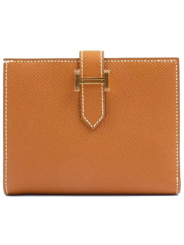 Bean Compact Half Wallet Gold Plated H039790CC - HERMES - BALAAN 1