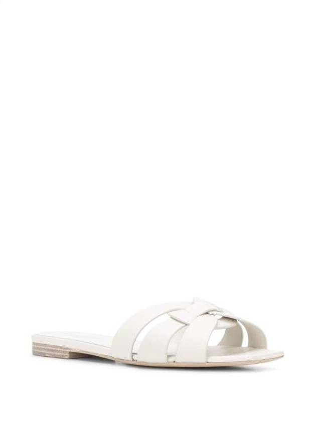 Tribute Smooth Leather Mules White - SAINT LAURENT - BALAAN 5