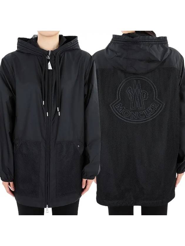 Women's Iole Logo Patch Windbreaker Black - MONCLER - BALAAN 2