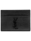 Monogram Crocodile Leather Card Wallet Black - SAINT LAURENT - BALAAN 2