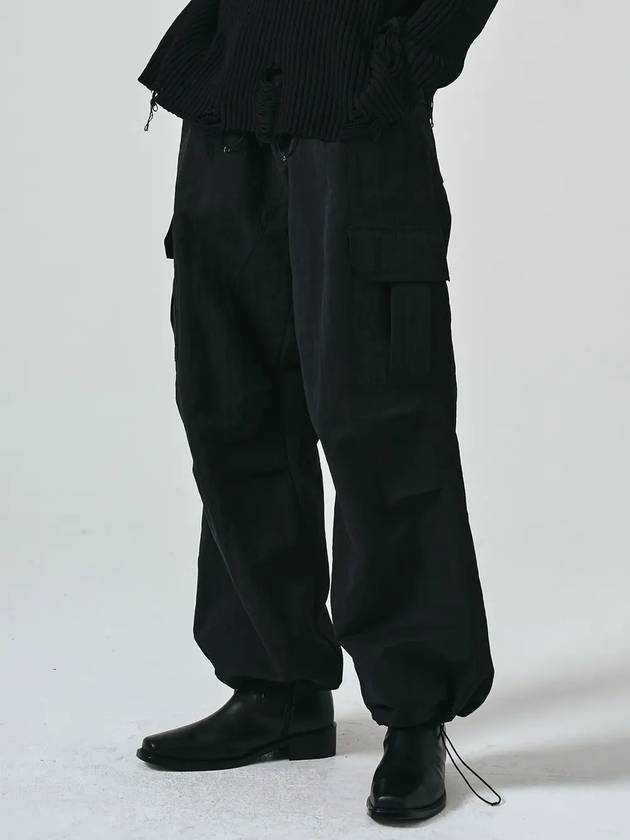 Cargo Parachute Nylon Track Pants Black - NOIRER - BALAAN 2