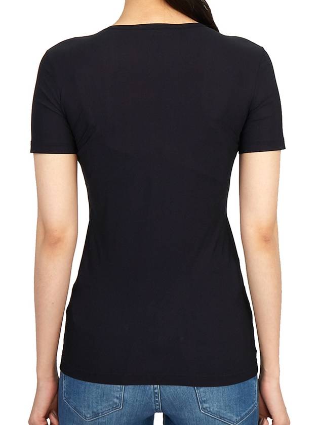 Crew Neck Plain Slim Polyamide Short Sleeve T-shirt Black - JIL SANDER - BALAAN 5