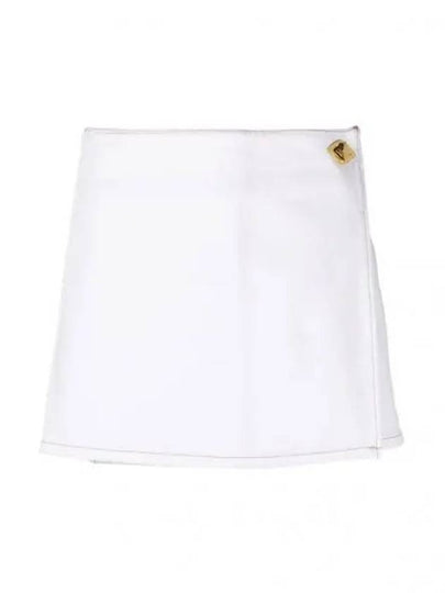 Wrap Denim A-Line Skirt White - GANNI - BALAAN 2