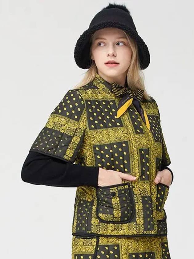 Golf Women s Scarf Padded Short Sleeve Jacket Paisley Yellow - HENRY STUART - BALAAN 2