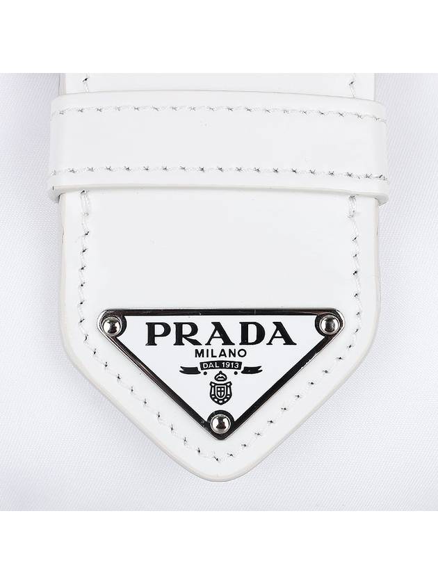 Moon Logo Re-Nylon Leather Tote Bag White - PRADA - BALAAN 8