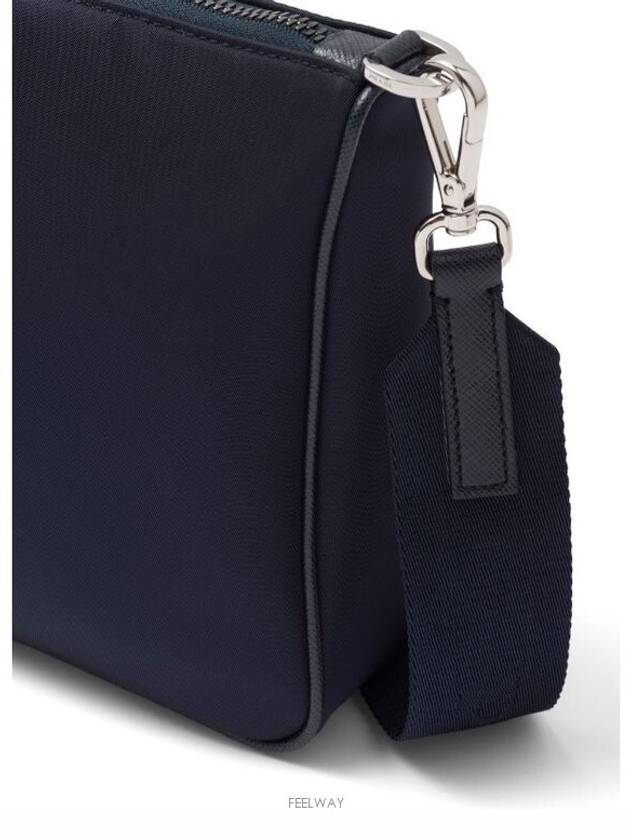 Triangular Logo Re-Nylon Saffiano Leather Shoulder Bag Midnight Blue - PRADA - BALAAN 4