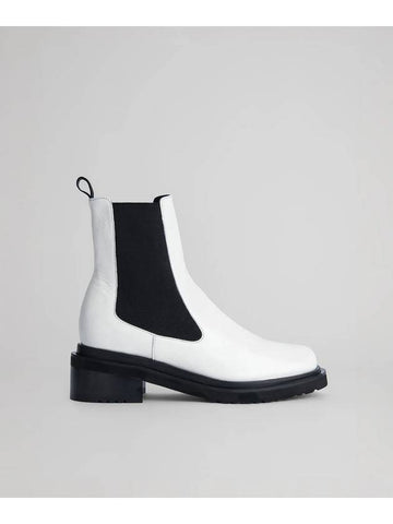 Rika Gloss Grain Leather Chelsea Boots White - BY FAR - BALAAN 1