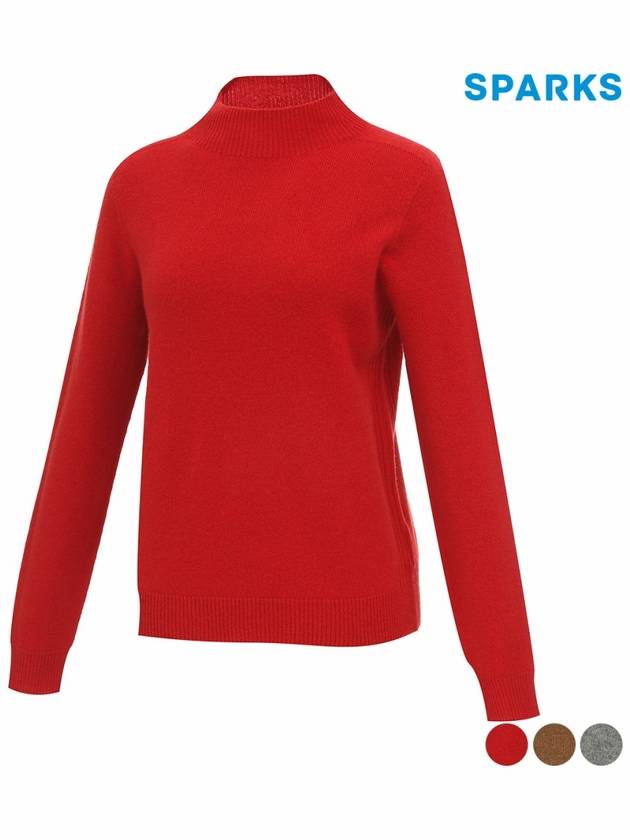 Women s 100 wool half neck whole garment knit sweater SO3LKT009 - SPARKS - BALAAN 1