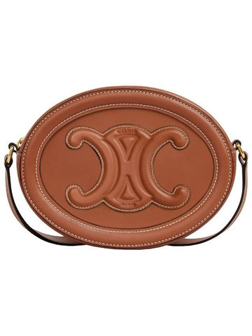 Oval Purse Smooth Cross Bag Brown - CELINE - BALAAN.