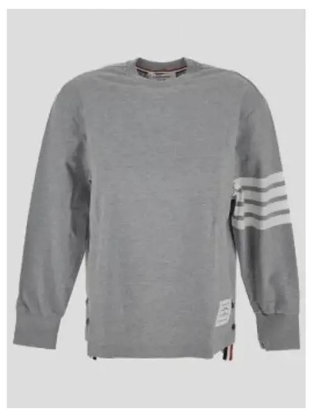 Engineered 4 Bar Medium Weight Jersey Oversized Long Sleeved T-Shirt Light Grey - THOM BROWNE - BALAAN 2