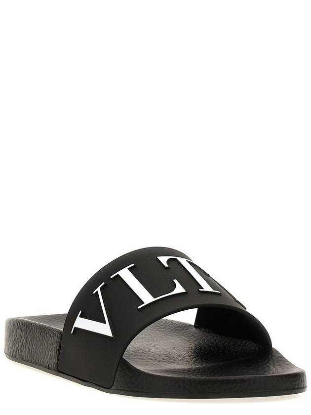 Rubber Rockstud Slippers Black - VALENTINO - BALAAN 3