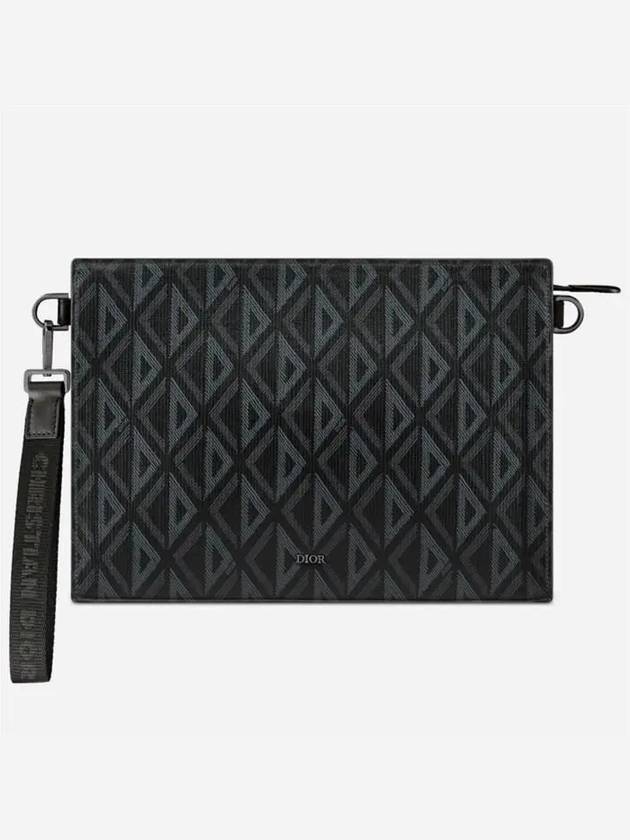 A5 Triangle CD Diamond Canvas Clutch Bag Black - DIOR - BALAAN 2