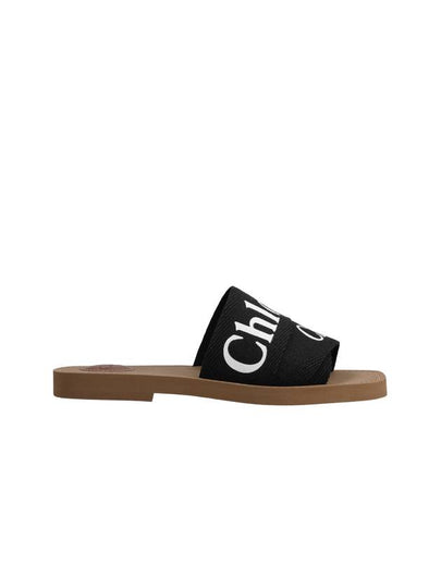 Woody Logo Flat Mule Slippers Black - CHLOE - BALAAN 2