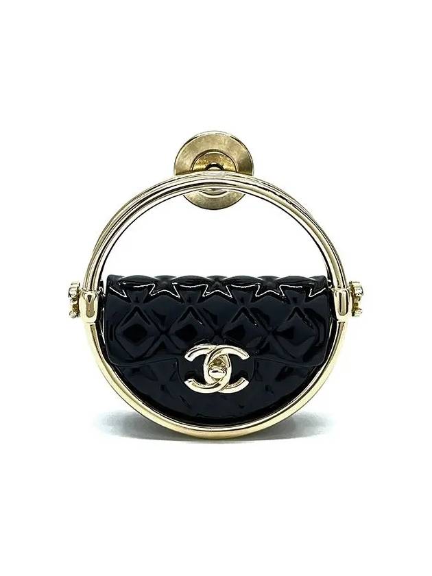 Classic bag round brooch black champagne gold 4ET0549 - CHANEL - BALAAN 1