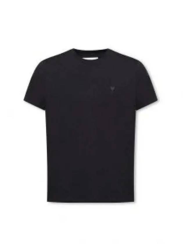 Tone On Tone Heart Logo Organic Cotton Short Sleeve T-Shirt Black - AMI - BALAAN 2