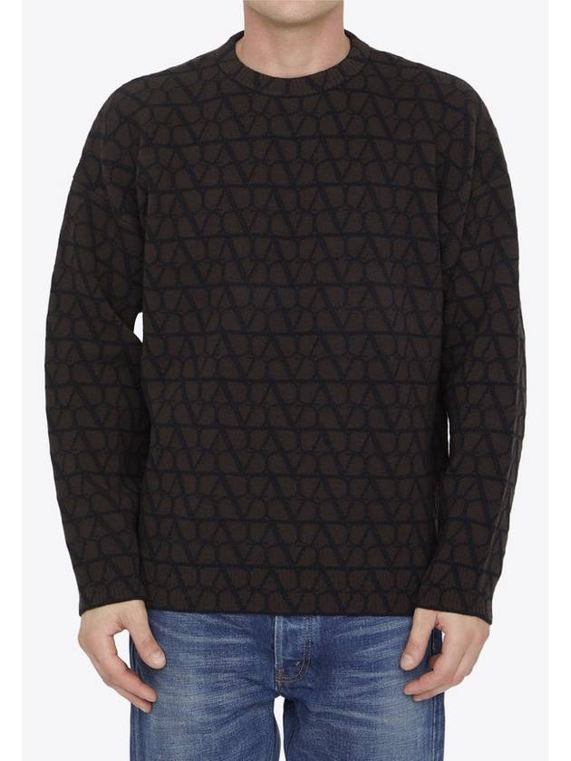 Toile Iconographe Wool Crew Neck Knit Top Brown - VALENTINO - BALAAN 2