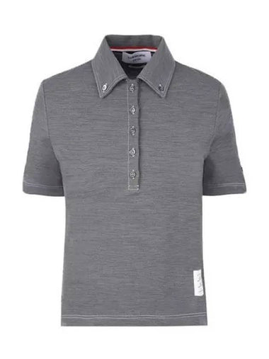 FJP057A Three Stripes Tab Wool Tech Milanese Stitch Polo T Shirt 271491 1006684 - THOM BROWNE - BALAAN 1