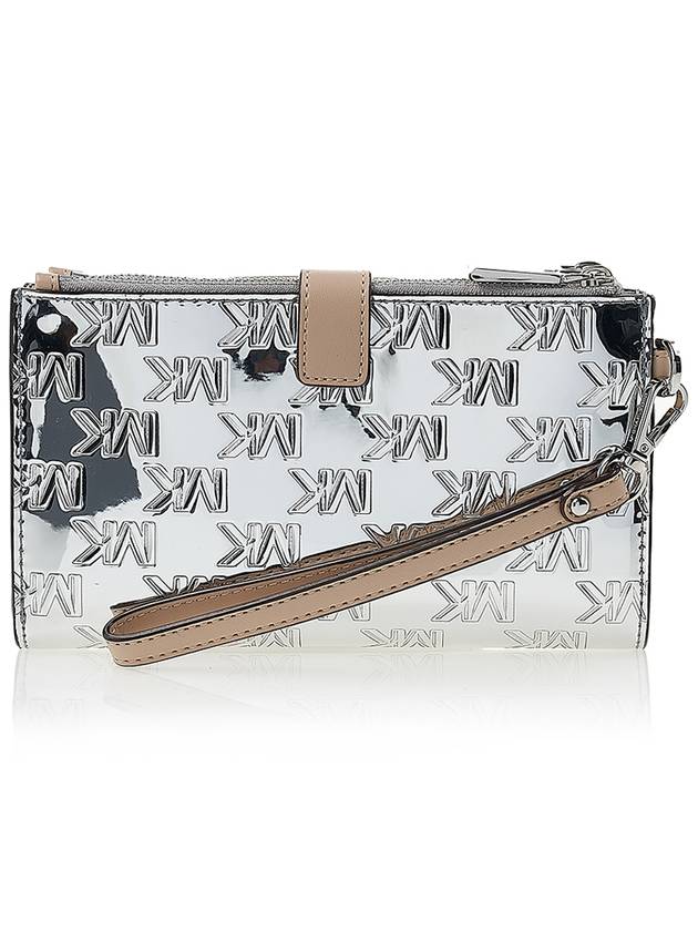 Jet Set Metallic Effect Cald Wallet Silver - MICHAEL KORS - BALAAN 4