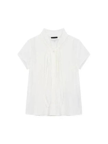 Women s Short Sleeve Tie Blouse White - EMPORIO ARMANI - BALAAN 1