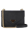 Saffiano Leather Envelope Chain Shoulder Bag Black - PRADA - BALAAN 1