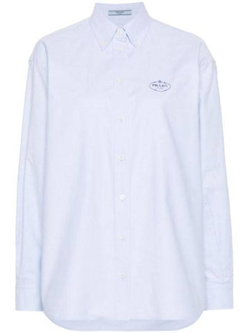 Cotton Oxford Shirt White - PRADA - BALAAN 1