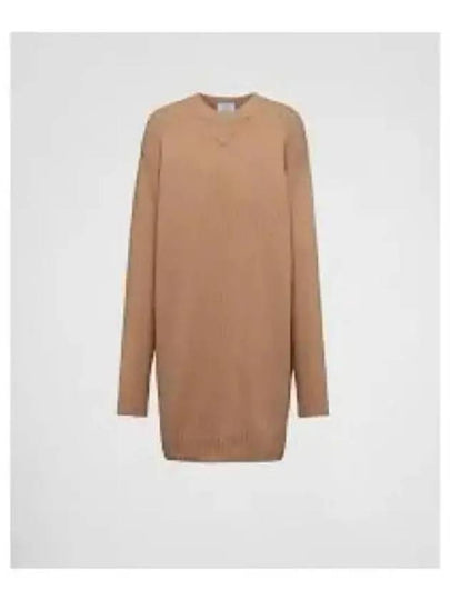 Oversized Knit Short Dress Camel - PRADA - BALAAN 2